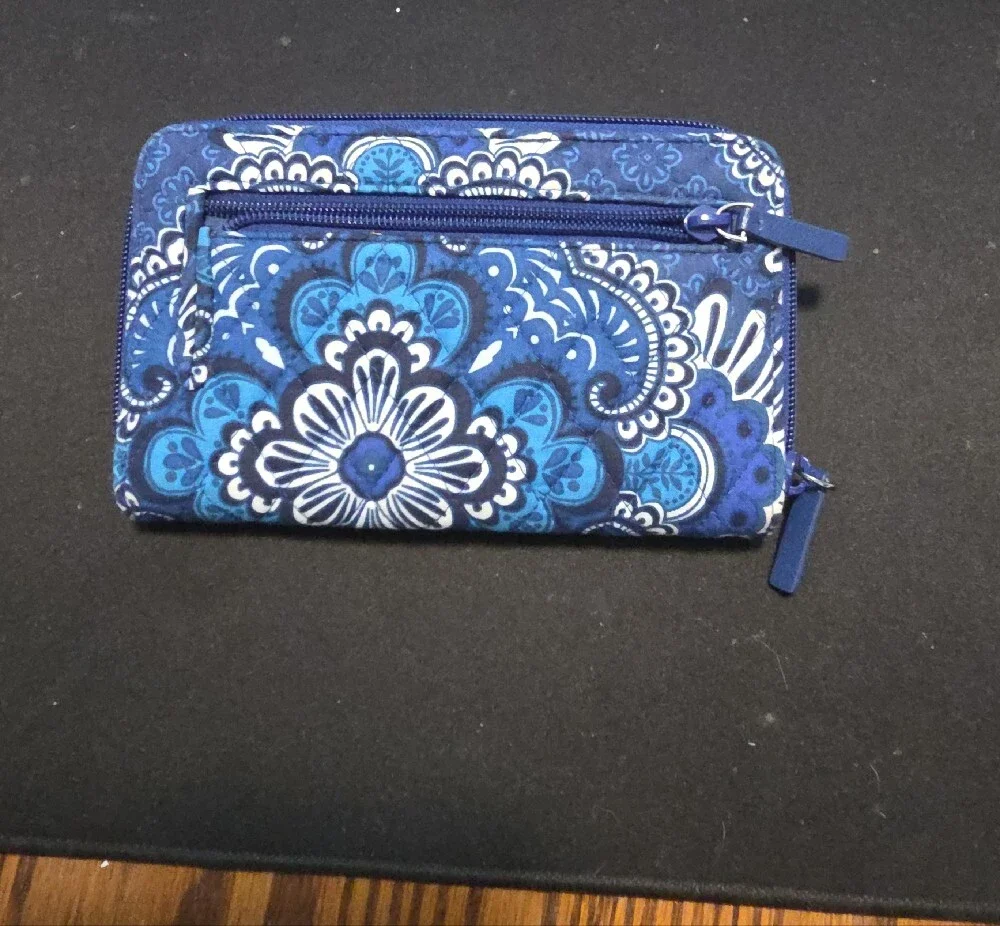 Vera Bradley Blue Paisley Zip-Around Phone Wallet